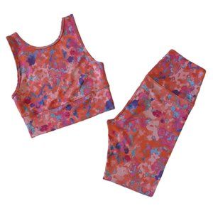Anthropologie Pink and Purple Abstract Leggings Set